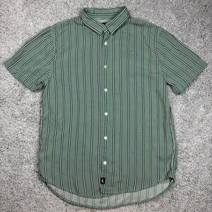 Hollister Shirt Mens Medium Button Up Short Sleeve Stripes Classic Casual Party
